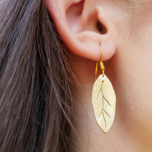 Nature's Calling Gold Leaf Brass Earrings