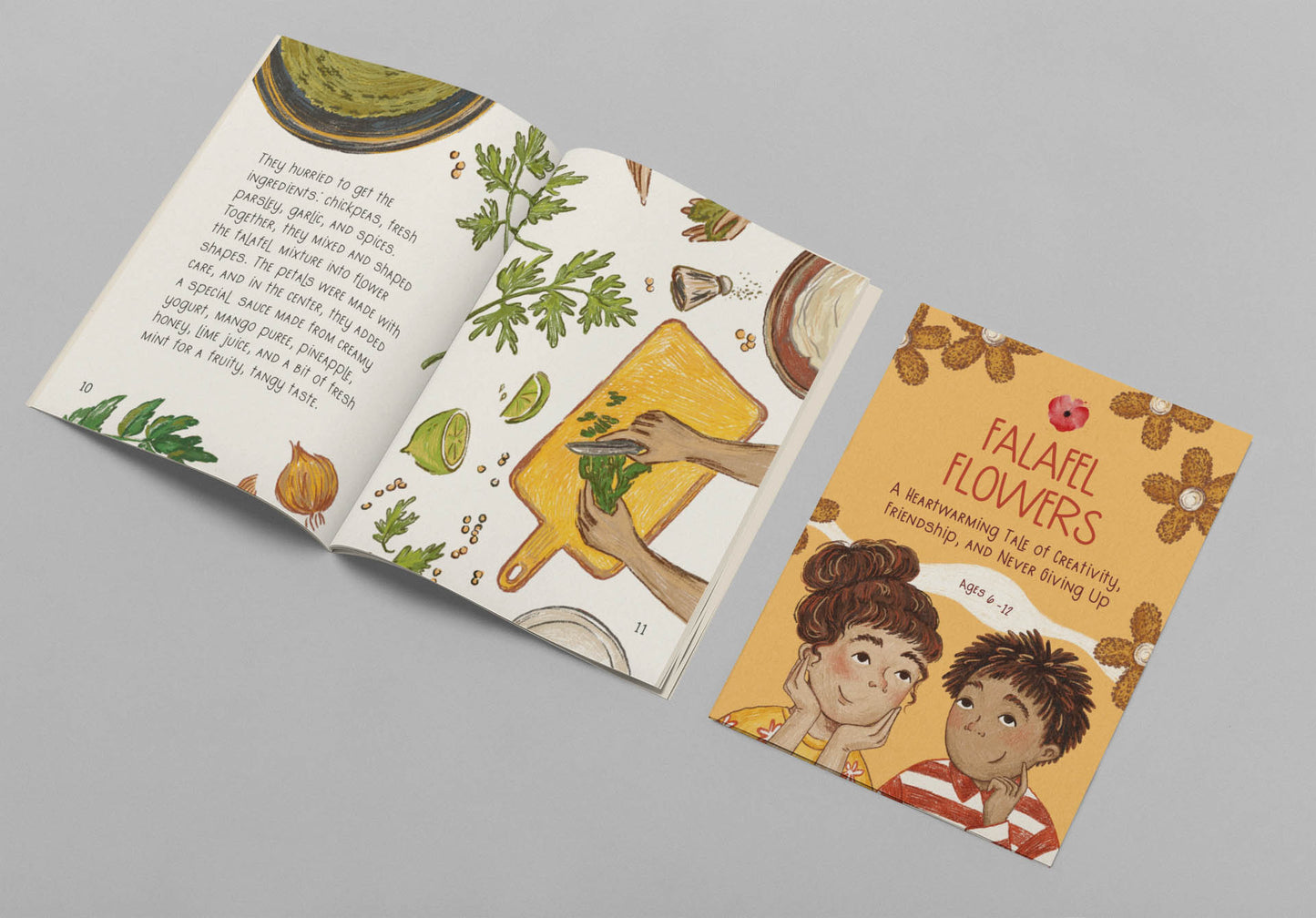 Falafel Flowers Children's Book, A Heartwarming Tale of Creativity, Friendship, and Never Giving Up, Recipe Included