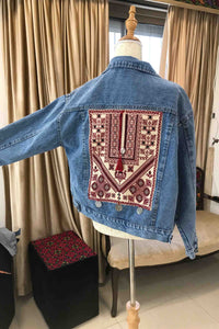 Custom Order - Ramallah Chest Panel Hand Embroidered Jeans Jacket