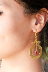 Divine Ways Hollow Out Pomegranate Brass Earrings