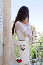 Load image into Gallery viewer, Visual Concept Abstract Face Tote Bag

