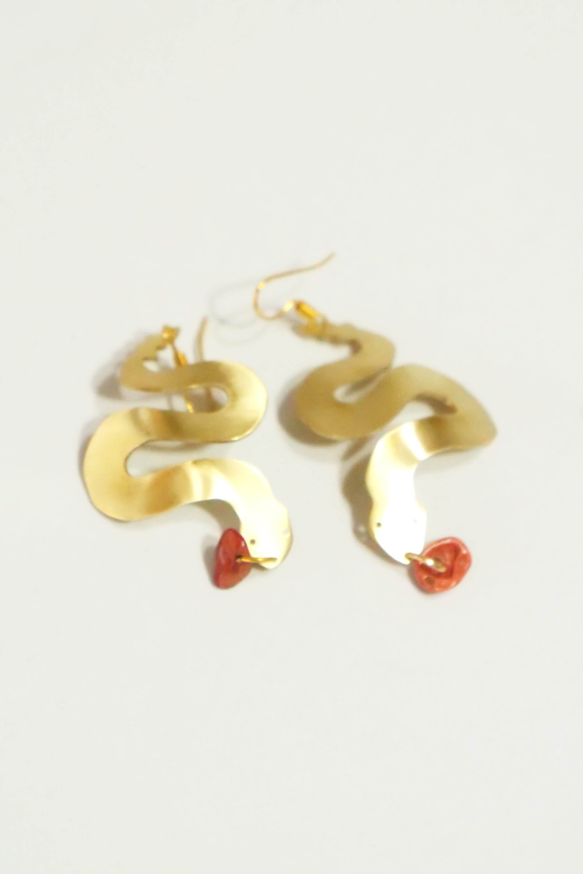Serpentine Snake Brass Earrings
