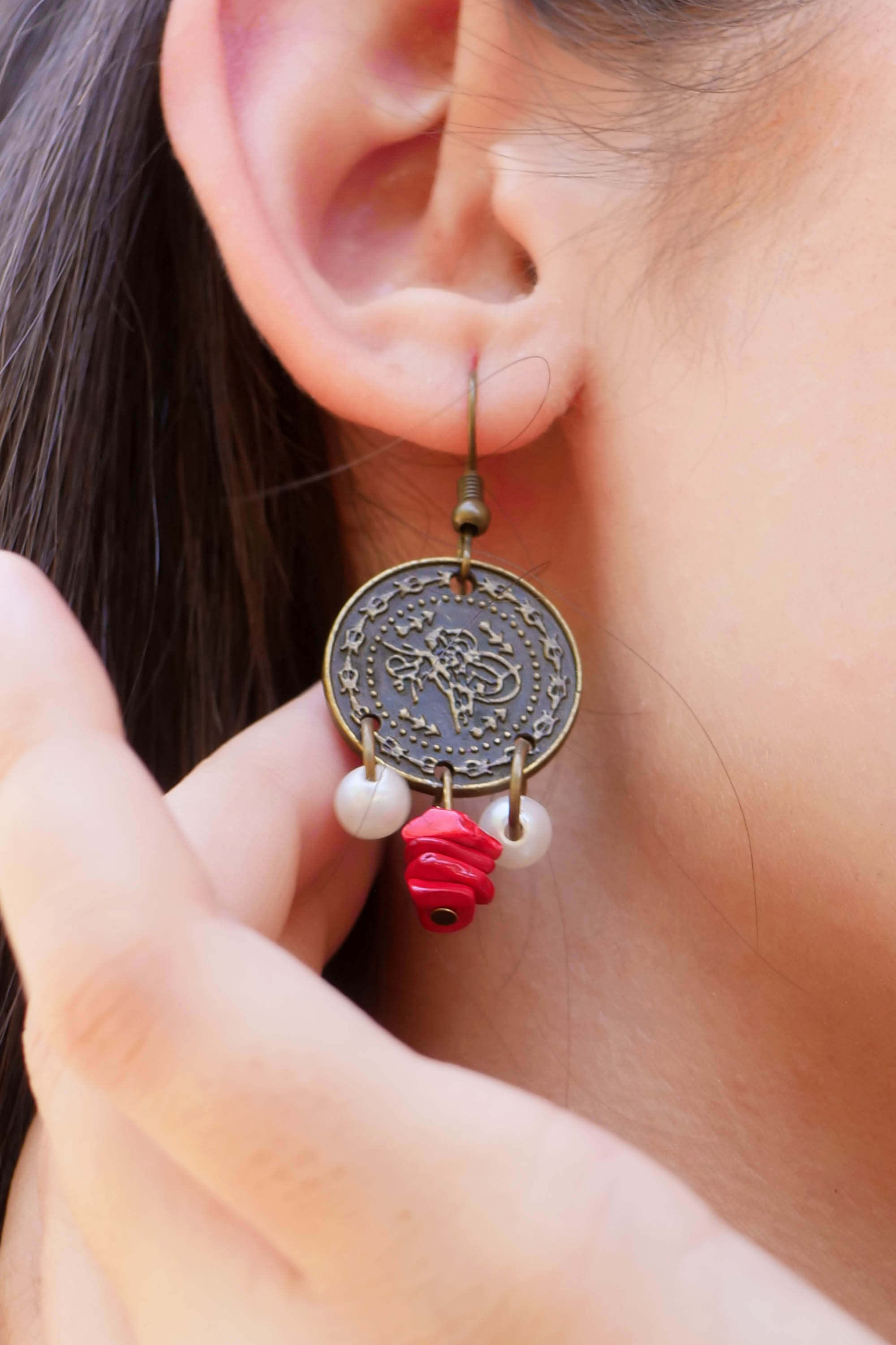 Ancient Art Antique Coin Charm Earrings