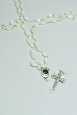 Load image into Gallery viewer, Spiritual Wave Christian White Pearl Rosary With original Bethlehem Soil
