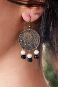 As Old As Time Engraved Coin Drop Earrings