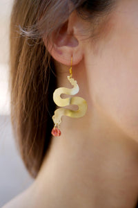 Serpentine Snake Brass Earrings
