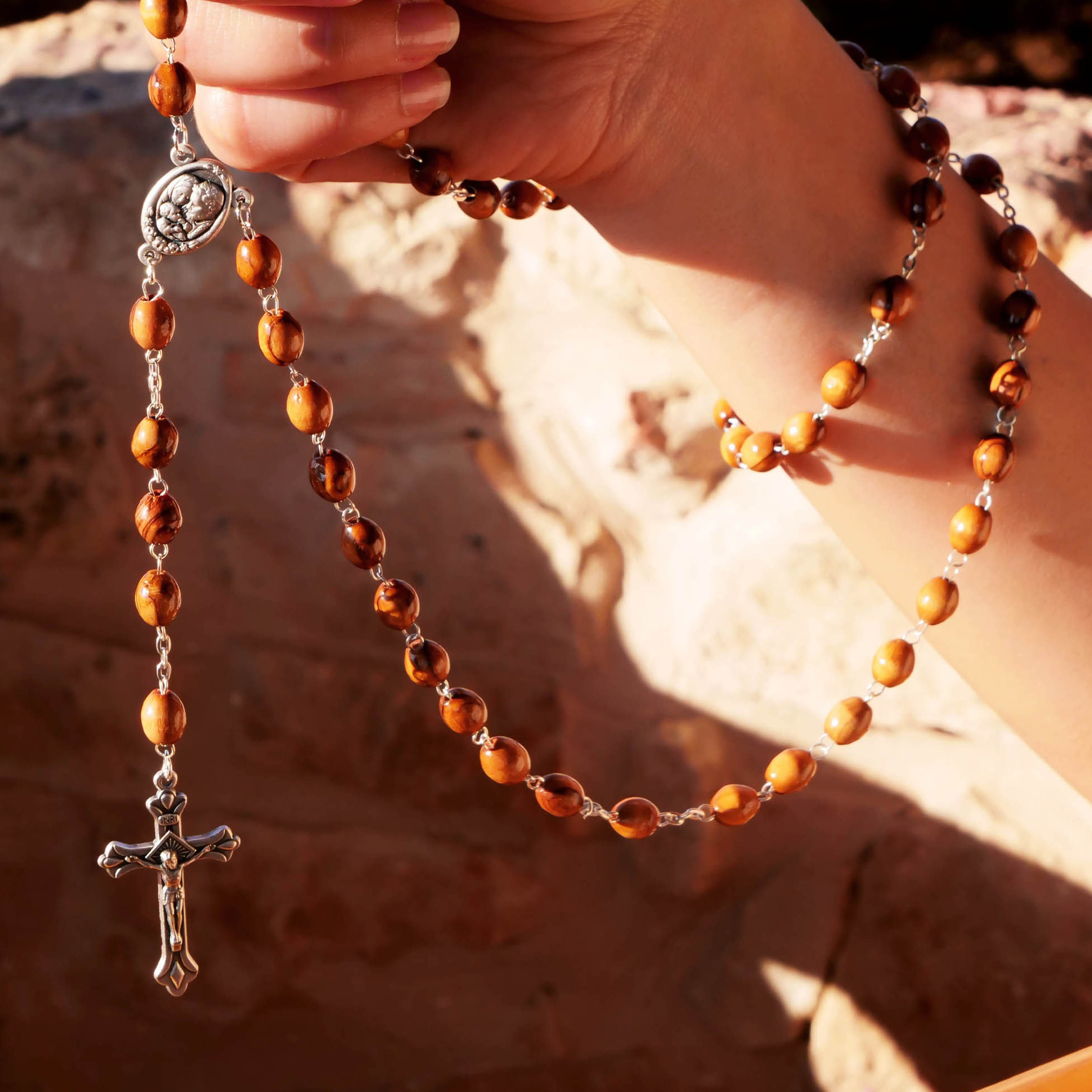 Spiritual Calling Olive Wood Christian Rosary With original Bethlehem Soil