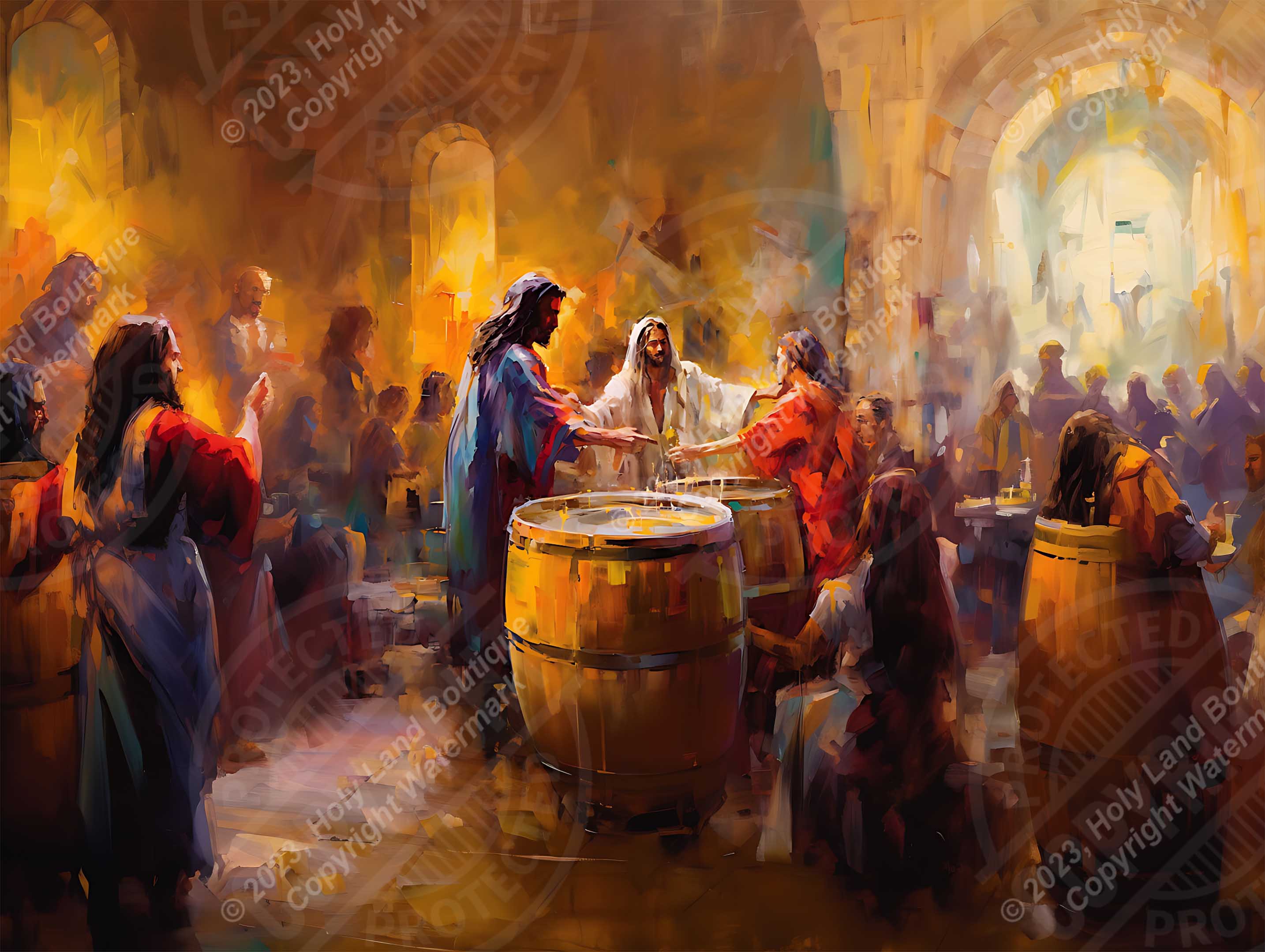 Water Into Wine At Cana Painting