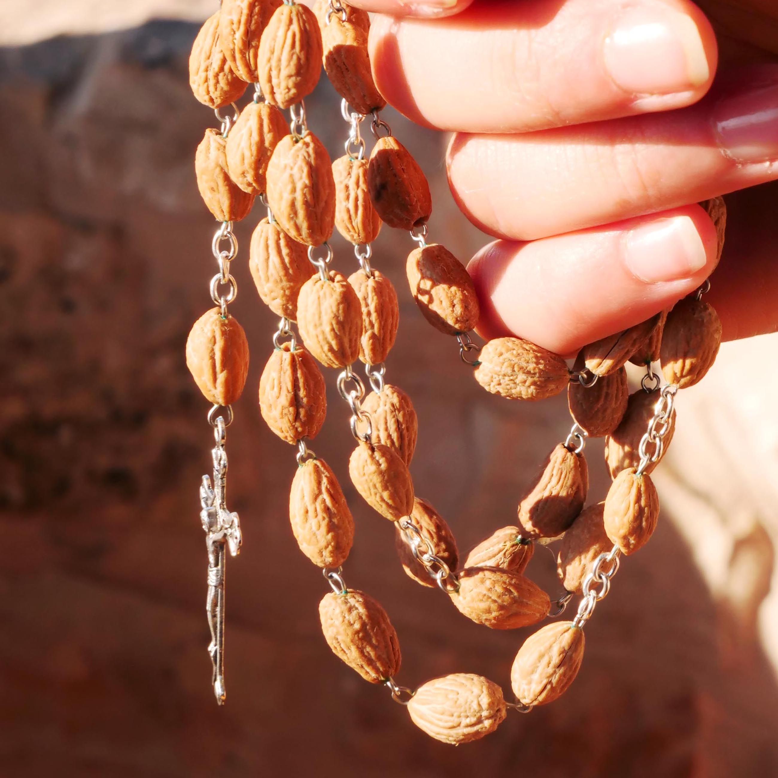 Bound to Heaven Olive Seed Christian Rosary With original Bethlehem Soil