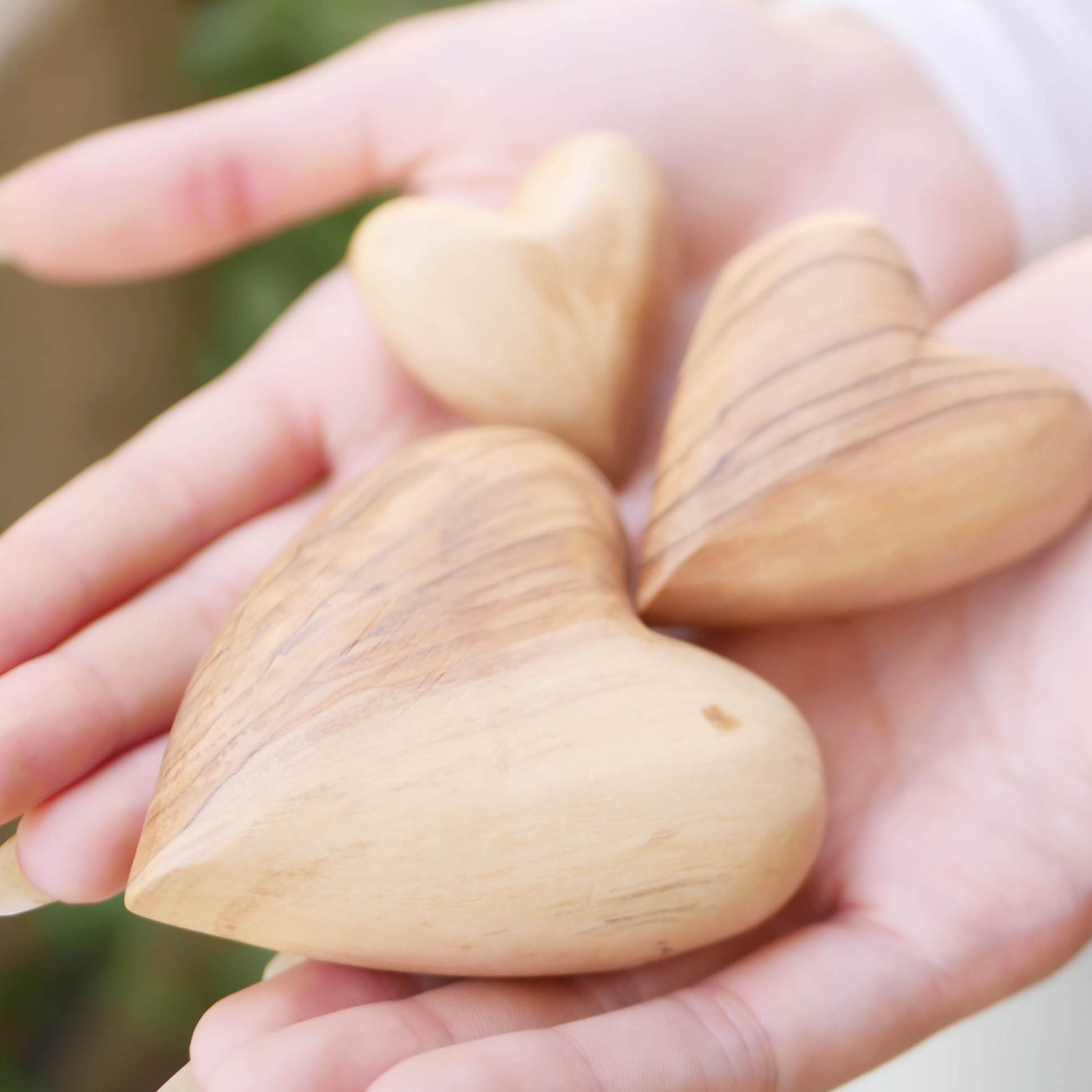 Forever Loved Olive Wood Hearts - Pack Of Three Sizes