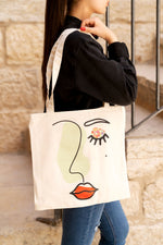 Load image into Gallery viewer, Visual Concept Abstract Face Tote Bag
