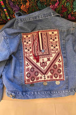 Load image into Gallery viewer, Custom Order - Ramallah Chest Panel Hand Embroidered Jeans Jacket
