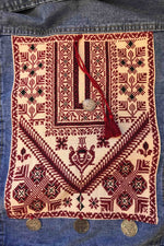 Load image into Gallery viewer, Custom Order - Ramallah Chest Panel Hand Embroidered Jeans Jacket
