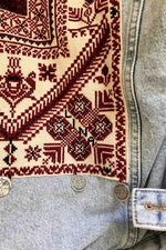 Load image into Gallery viewer, Custom Order - Embroidered Jeans Jacket With The Names MAYA &amp; LINA Embroidered Within The Back Panel
