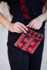 Load image into Gallery viewer, Lila Three Zipper Embroidered Purse
