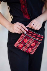 Lila Three Zipper Embroidered Purse