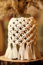 Load image into Gallery viewer, White Dove Macramé Pot Cover
