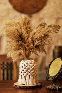 White Dove Macramé Pot Cover